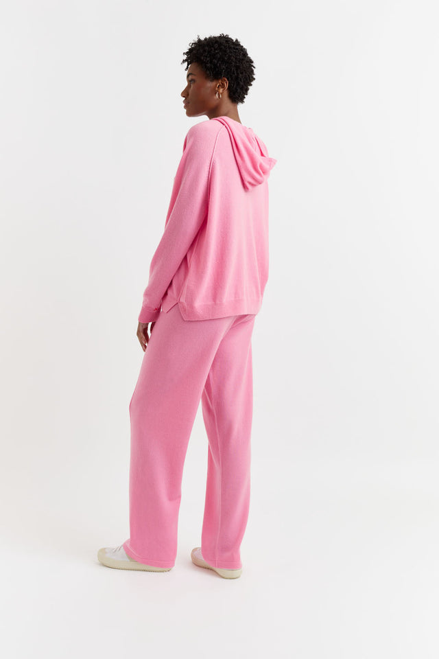 Flamingo-Pink Wool-Cashmere Boxy Hoodie image 3