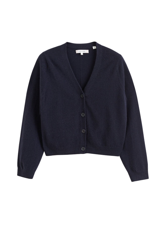Navy Wool-Cashmere Cropped Cardigan image 2