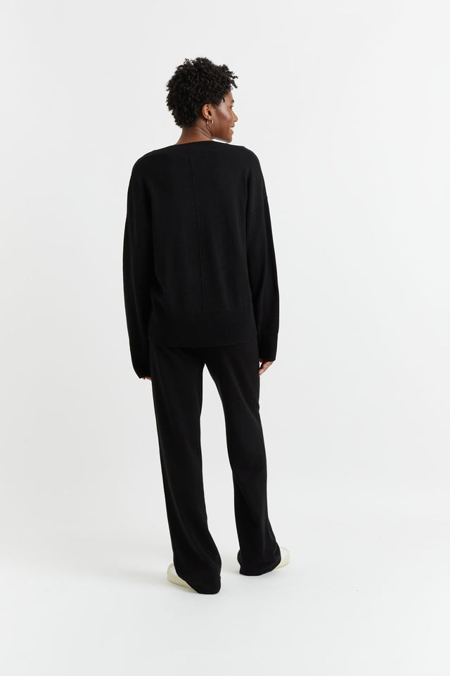 Black Wool-Cashmere Slouchy Sweater image 3