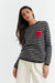 Navy-Cream Breton Heart Wool-Cashmere Sweater