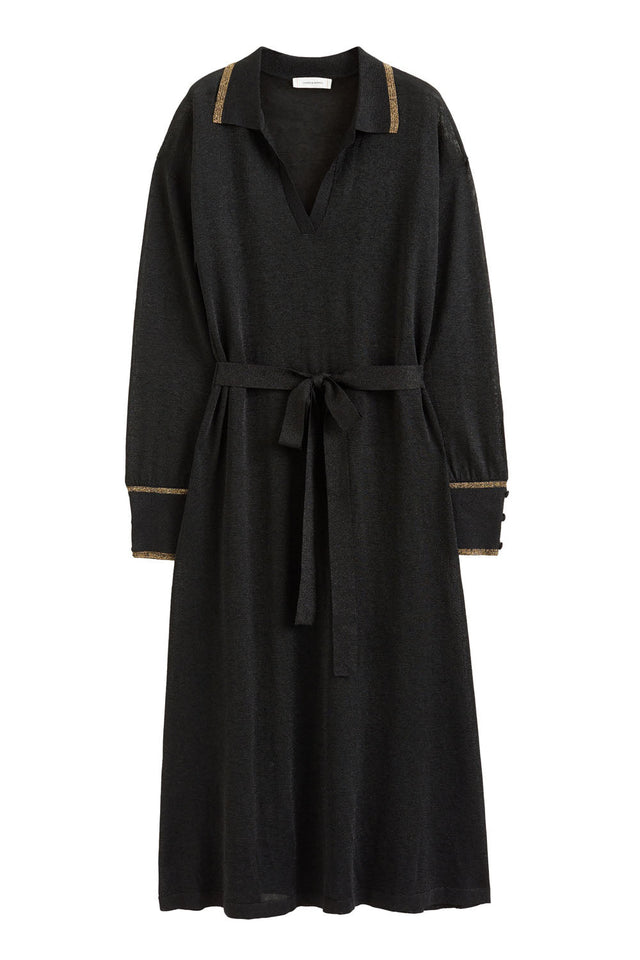 Black Lurex Relaxed Polo Dress image 2