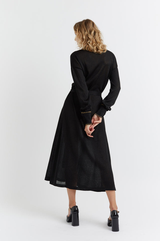 Black Lurex Relaxed Polo Dress image 3