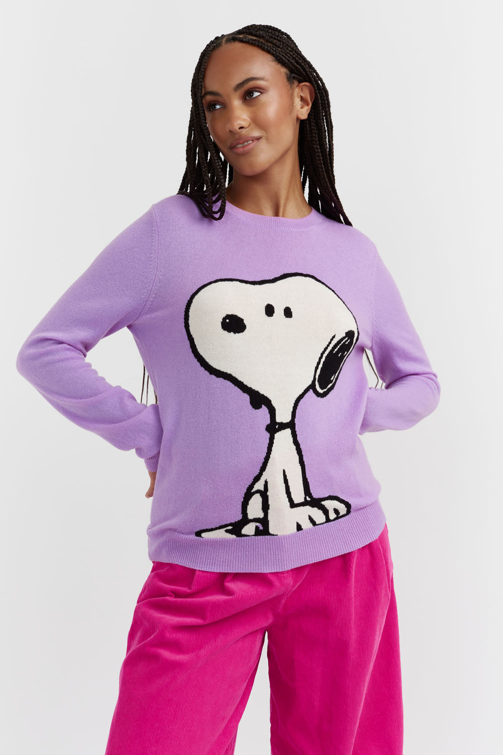 Purple Snoopy Wool-Cashmere Sweater