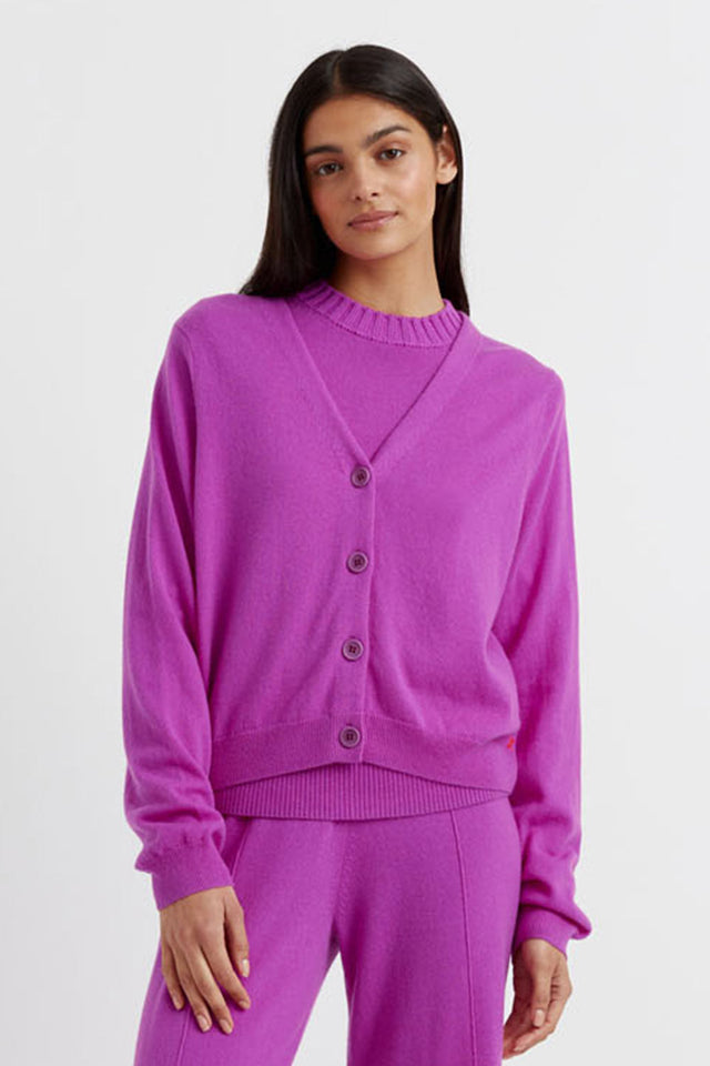 Violet Wool-Cashmere Cropped Cardigan image 1
