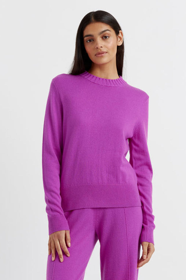 Violet Wool-Cashmere Cropped Sweater image 1