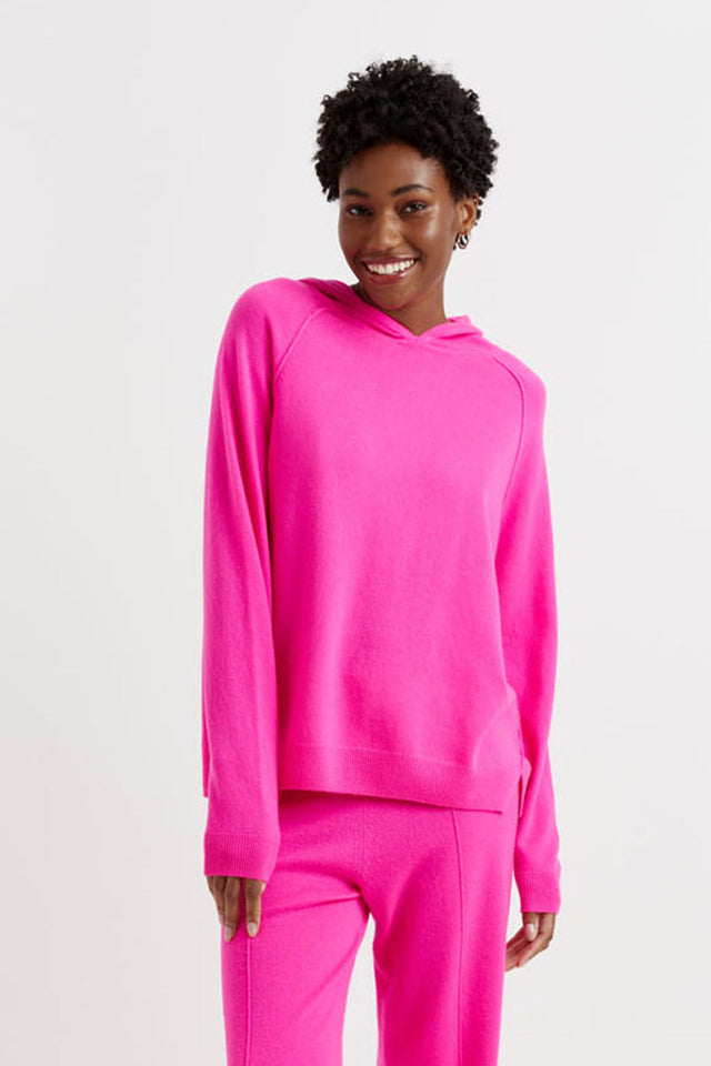 Fuchsia Wool-Cashmere Boxy Hoodie image 1