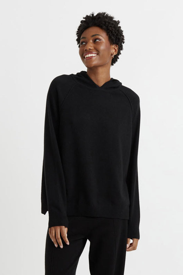 Black Wool-Cashmere Boxy Hoodie image 1
