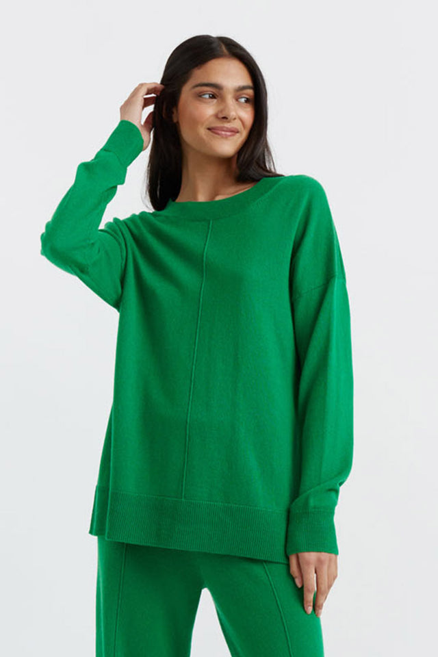 Forest-Green Wool-Cashmere Slouchy Sweater image 1