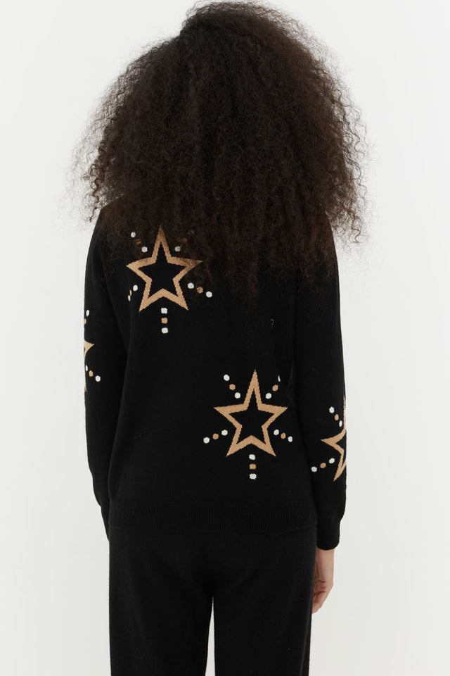 Black Wool-Cashmere Star Christmas Sweater image 3