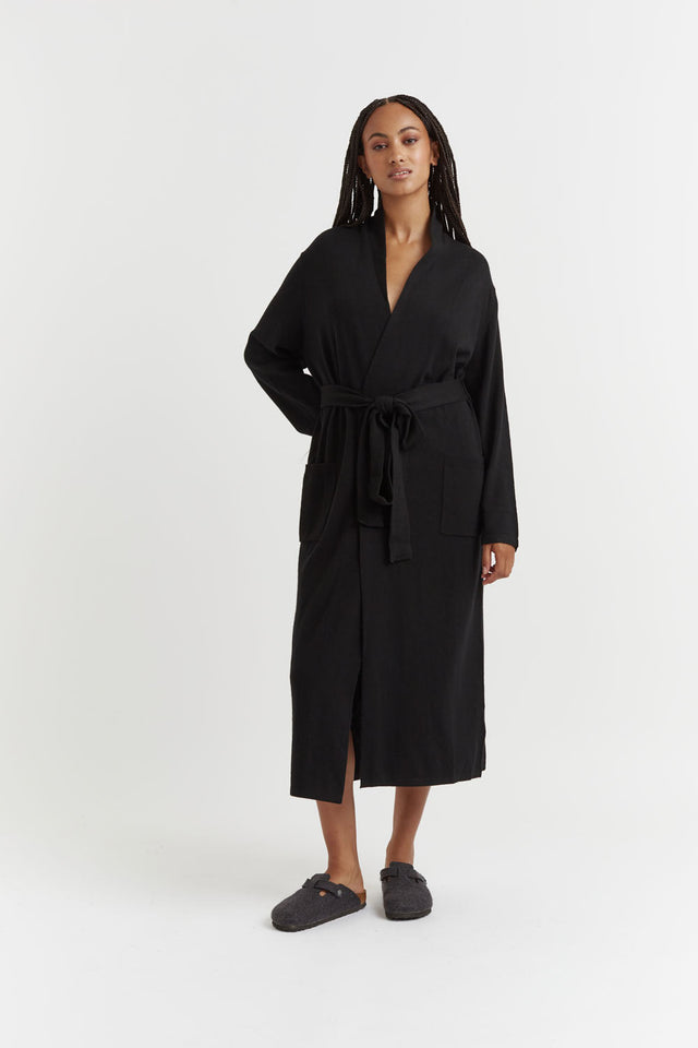 Black Wool-Cashmere Dressing Gown image 1