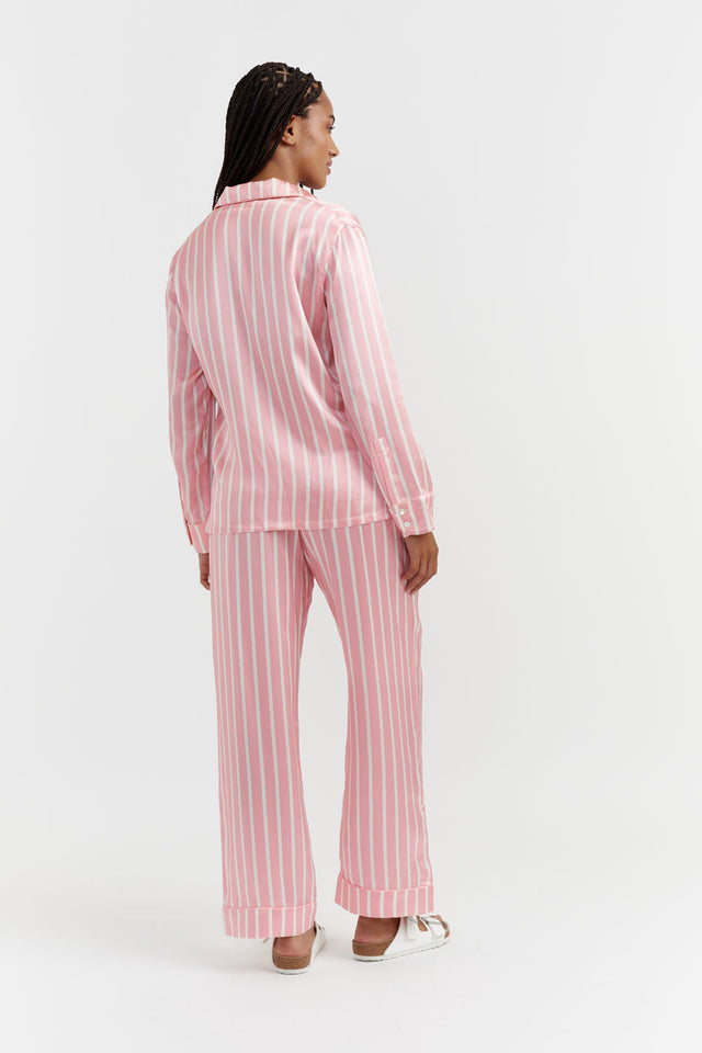 Powder-Pink Silk Striped Pyjamas image 5