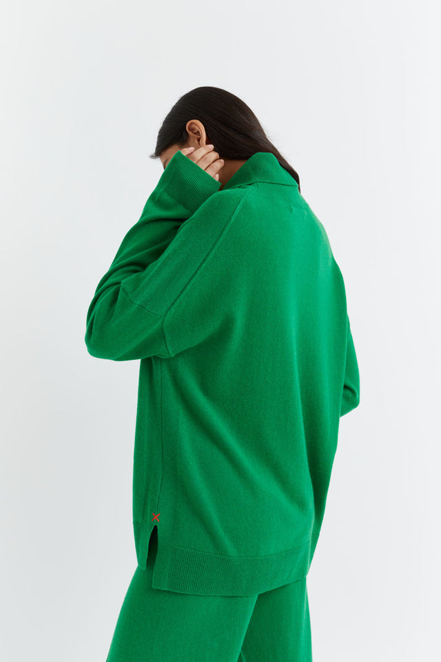 Forest-Green Wool-Cashmere Relaxed Rollneck Sweater image 3