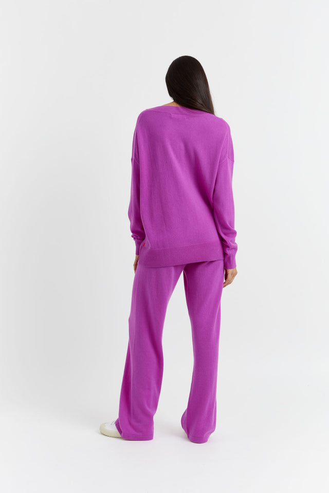 Violet Wool-Cashmere Slouchy Sweater image 3