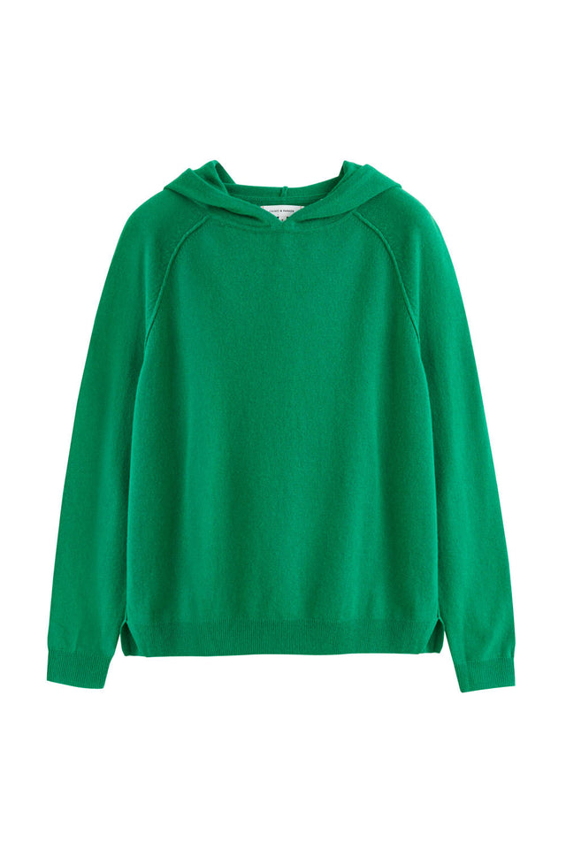 Forest-Green Wool-Cashmere Boxy Hoodie image 2