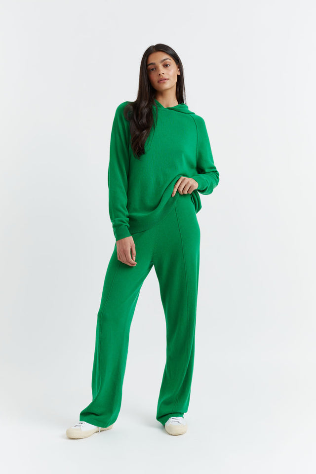 Forest-Green Wool-Cashmere Wide-Leg Track Pants image 1