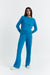 Teal Wool-Cashmere Wide-Leg Track Pants