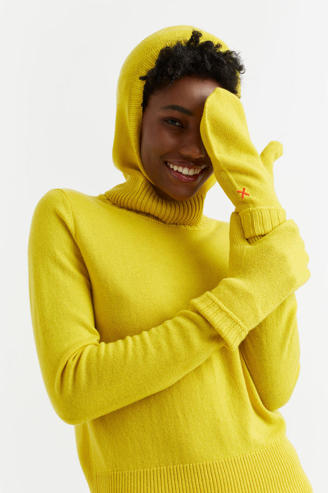 Yellow Wool-Cashmere Mittens image 1