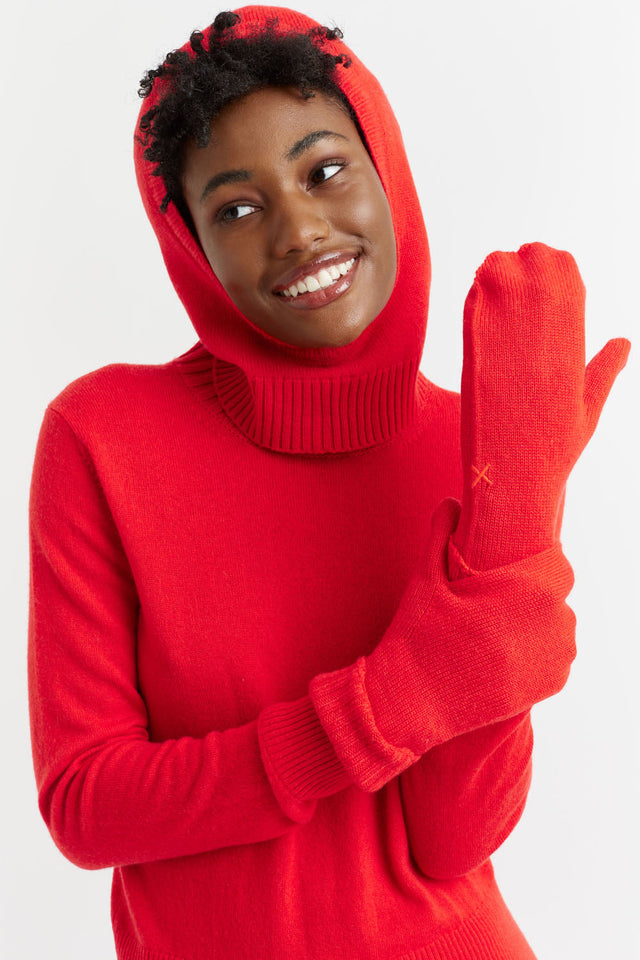 Bright-Red Wool-Cashmere Mittens image 1