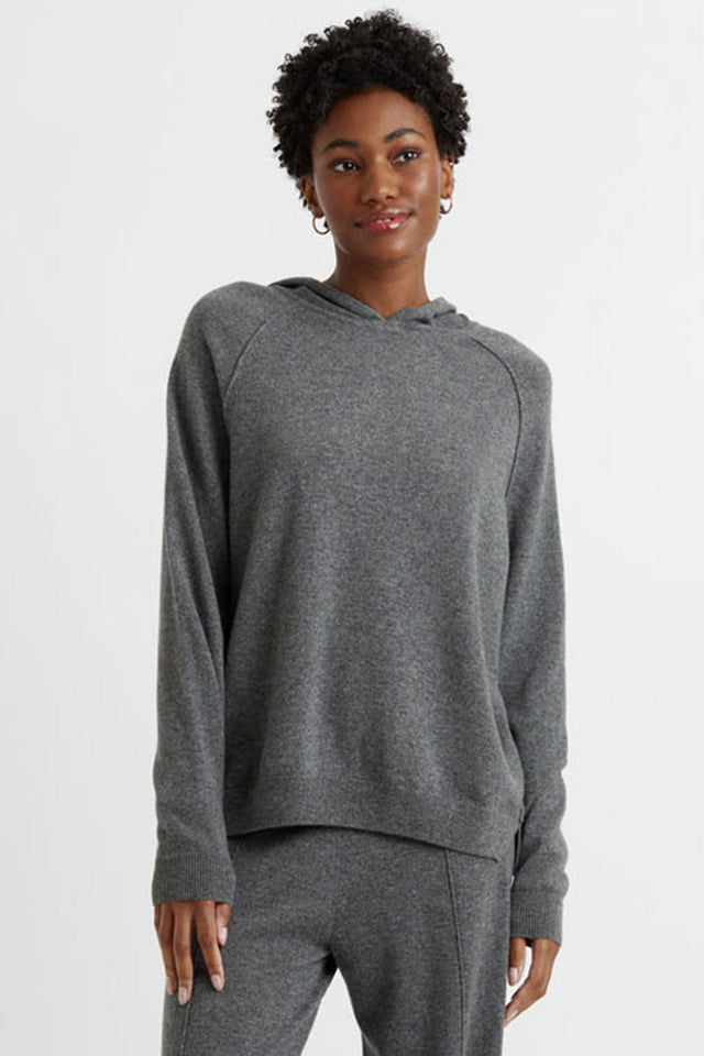 Dark-Grey Wool-Cashmere Boxy Hoodie image 1