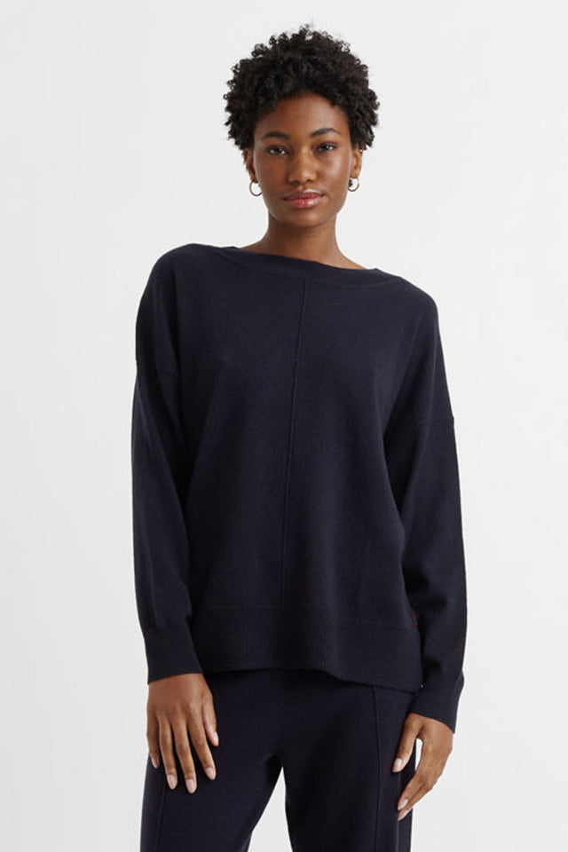 Navy Wool-Cashmere Slouchy Sweater image 1