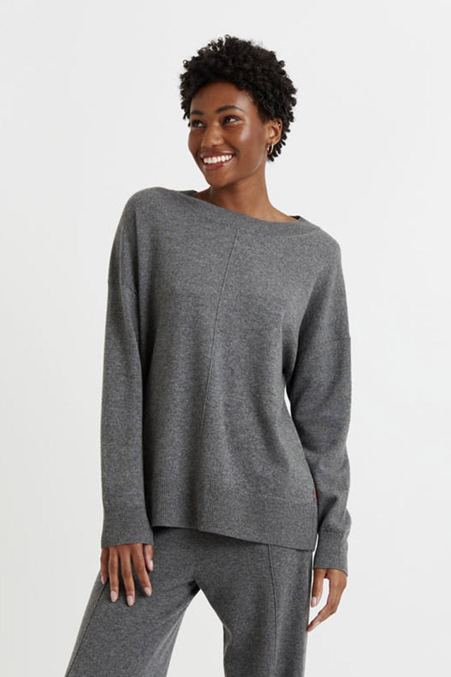 Dark-Grey Wool-Cashmere Slouchy Sweater image 1