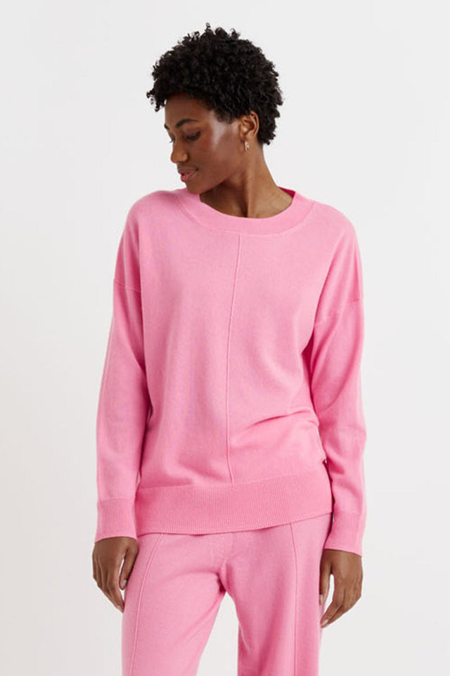 Flamingo-Pink Wool-Cashmere Slouchy Sweater image 1