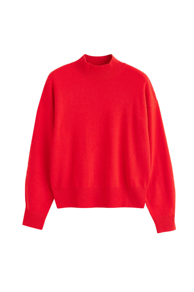 Bright-Red Wool-Cashmere Bell Sleeve Sweater image 2