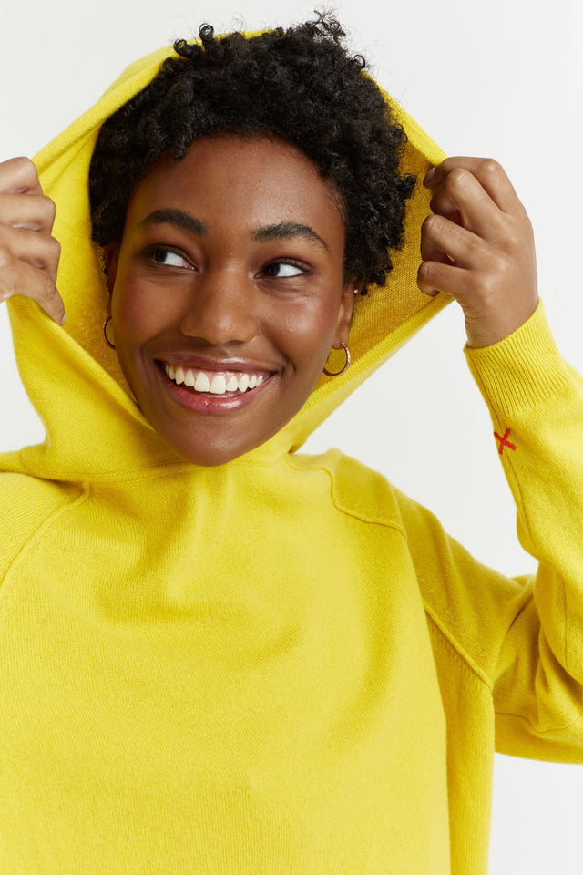 Yellow Wool-Cashmere Boxy Hoodie image 1