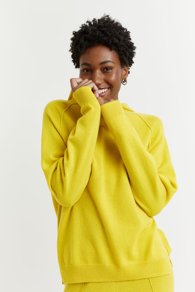 Yellow Wool-Cashmere Boxy Hoodie image 4