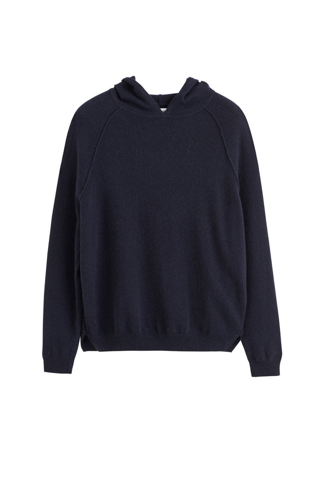 Navy Wool-Cashmere Boxy Hoodie image 2