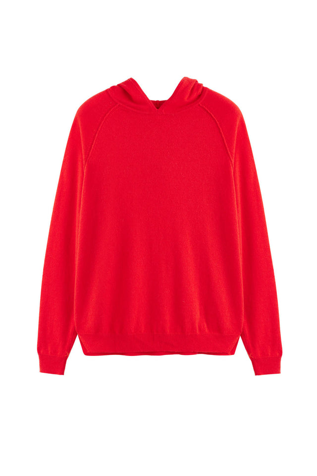Bright-Red Wool-Cashmere Boxy Hoodie image 2