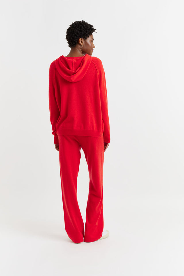 Bright-Red Wool-Cashmere Boxy Hoodie image 3