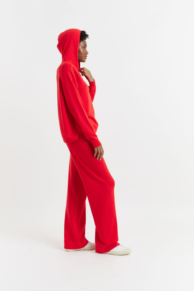 Bright-Red Wool-Cashmere Boxy Hoodie image 4