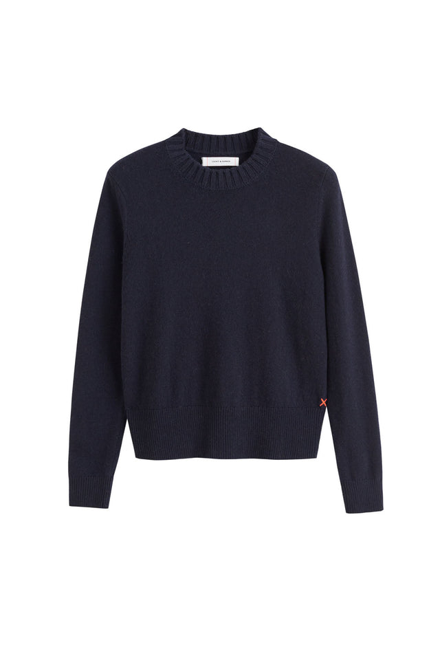 Navy Wool-Cashmere Cropped Sweater image 2