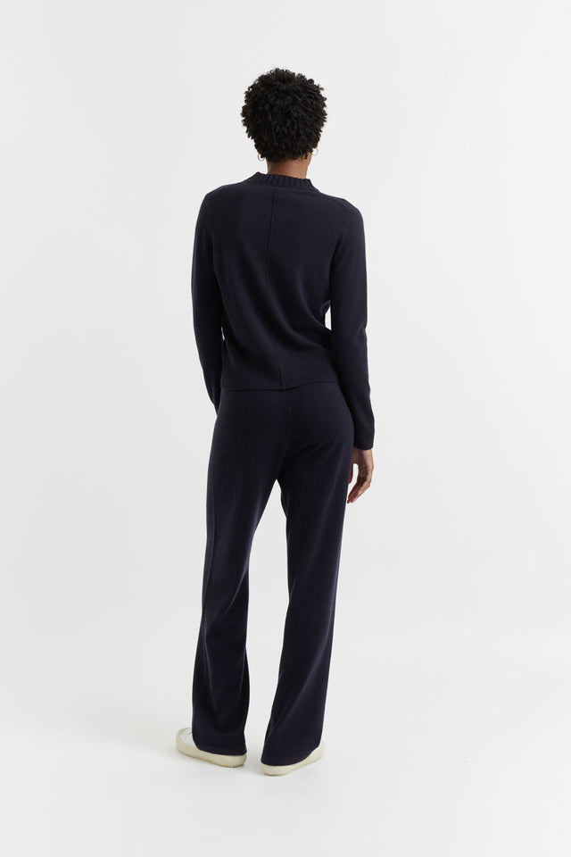 Navy Wool-Cashmere Cropped Sweater image 3