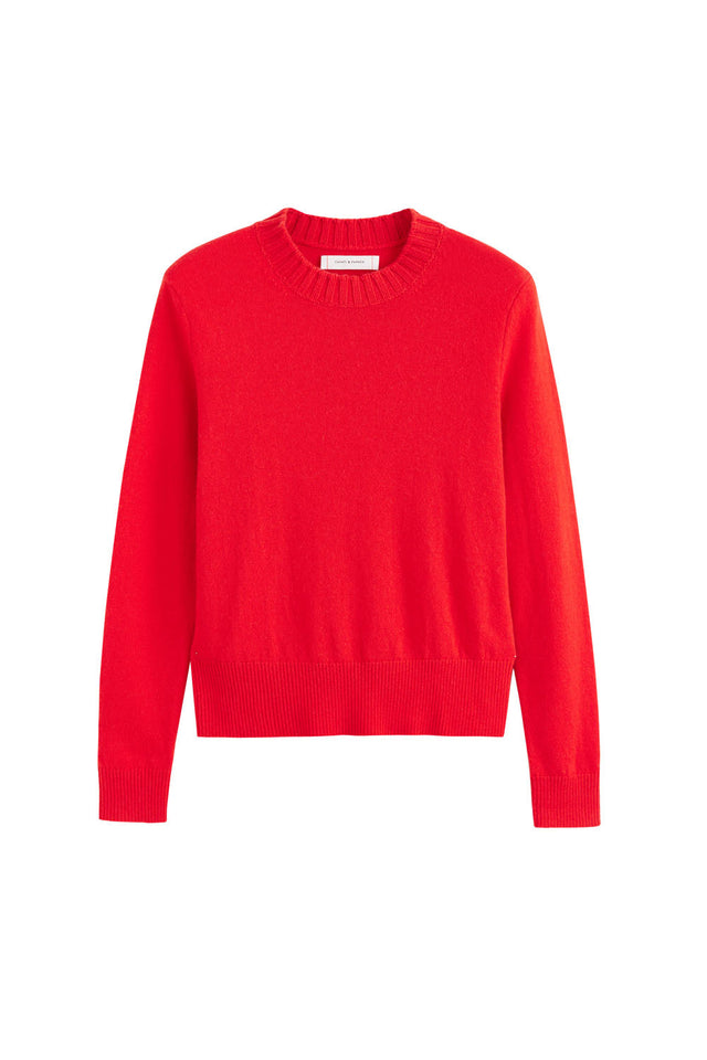Bright-Red Wool-Cashmere Cropped Sweater image 2