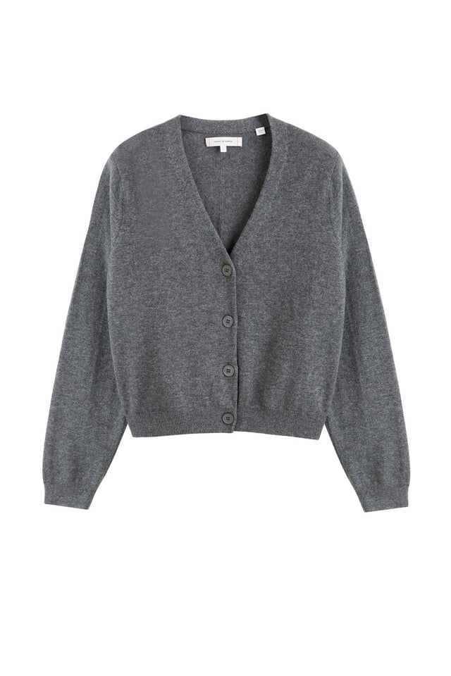 Dark-Grey Wool-Cashmere Cropped Cardigan image 2