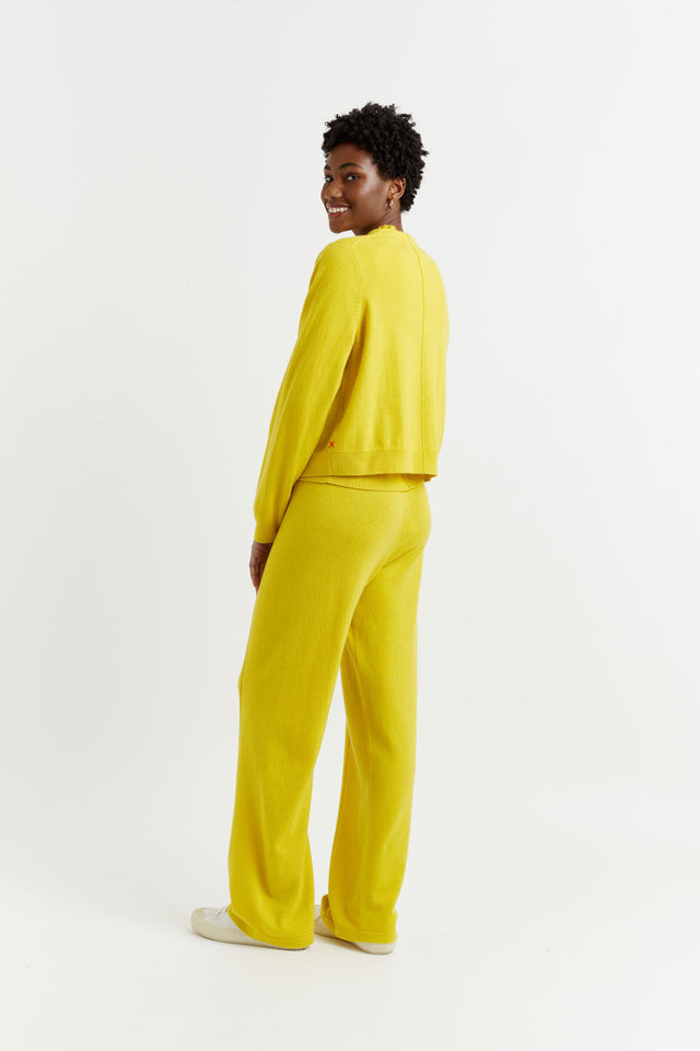 Yellow Wool-Cashmere Wide-Leg Track Pants image 3