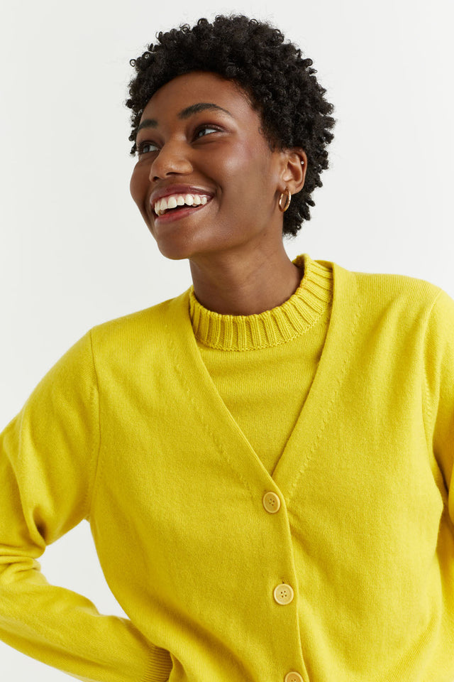 Yellow Wool-Cashmere Cropped Cardigan image 1