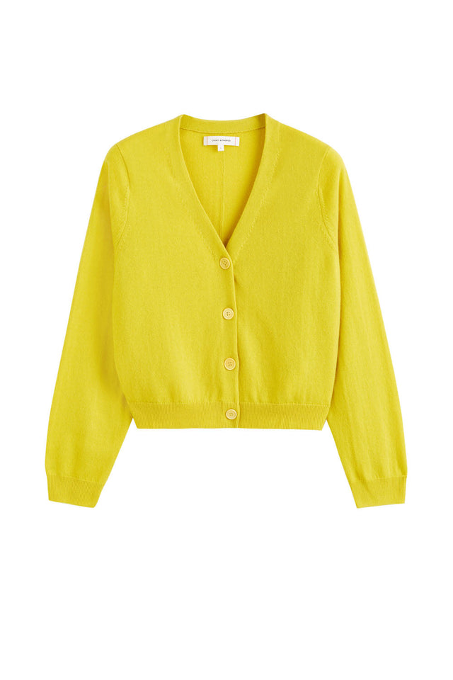 Yellow Wool-Cashmere Cropped Cardigan image 2