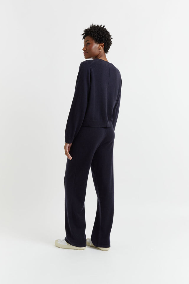 Navy Wool-Cashmere Cropped Cardigan image 3