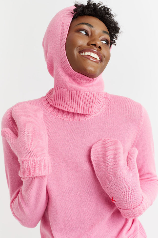 Flamingo-Pink Wool-Cashmere Balaclava image 1