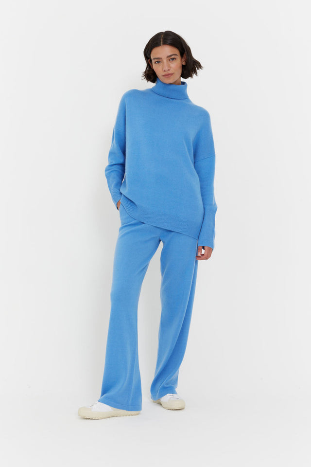 Sky-Blue Cashmere Wide-Leg Pants image 1