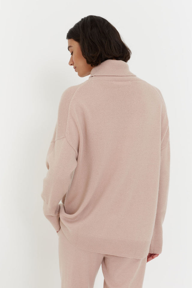 Powder-Pink Cashmere Rollneck Sweater image 3