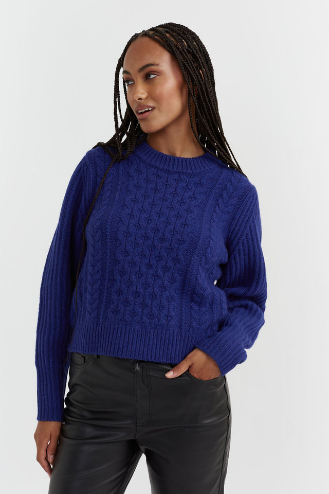 Blue Wool Aran Sweater image 1