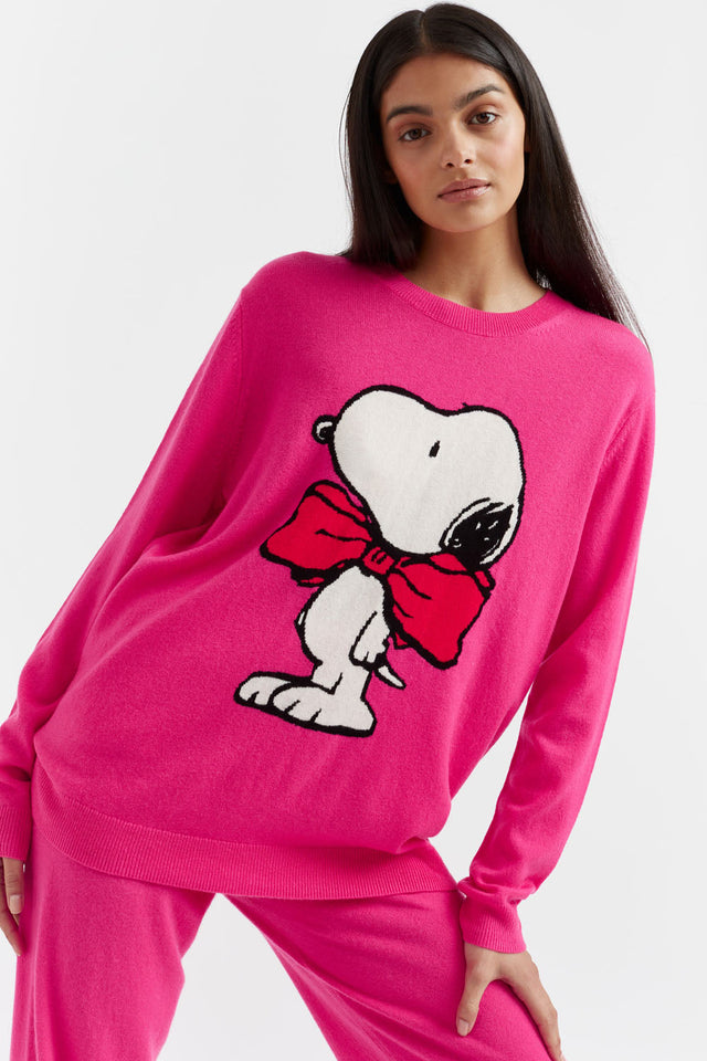 Fuchsia Snoopy Bow Wool-Cashmere Sweater image 1