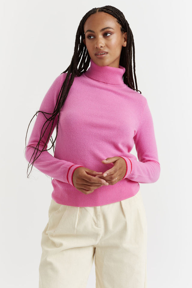 Pink Recycled Merino and Cashmere Rollneck Sweater image 1