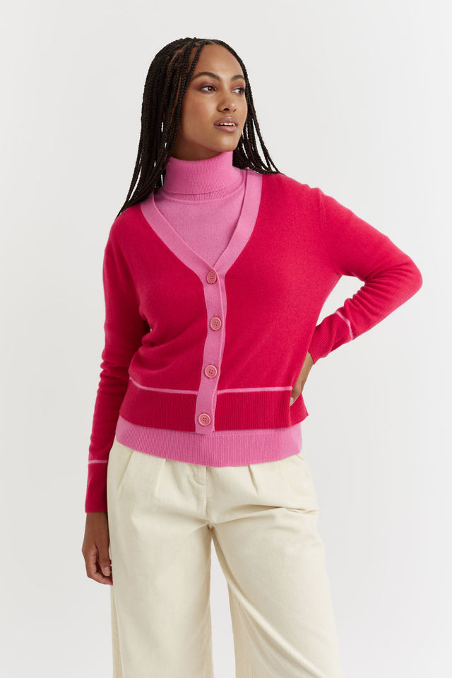 Pink Recycled Merino and Cashmere Cardigan image 1