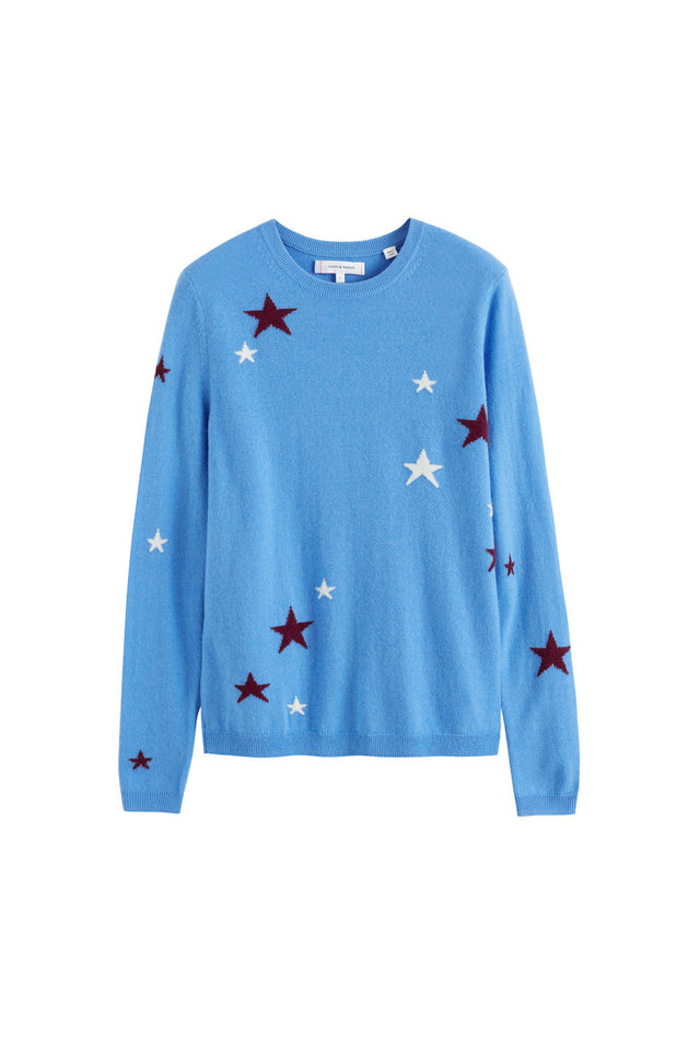 Sky-Blue Wool-Cashmere Star Sweater image 2