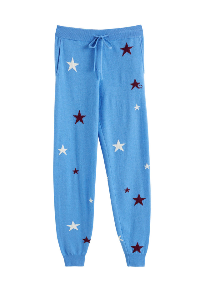 Sky-Blue Wool-Cashmere Star Track Pants image 2